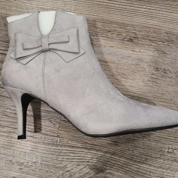 Ermonn Pointed Toe Bow Faux Suede Ankle Boots Size 8 - Picture 3 of 5
